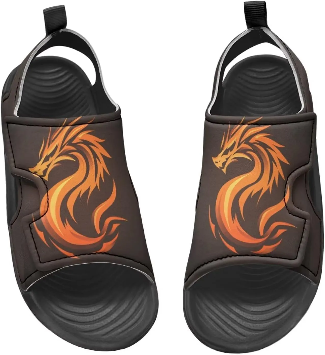 Boys Sandals Summer Kids Shoes Fire Dragon Print Open Toe Sport Outdoor Athletic Sandals Quick Dry Water Shoes