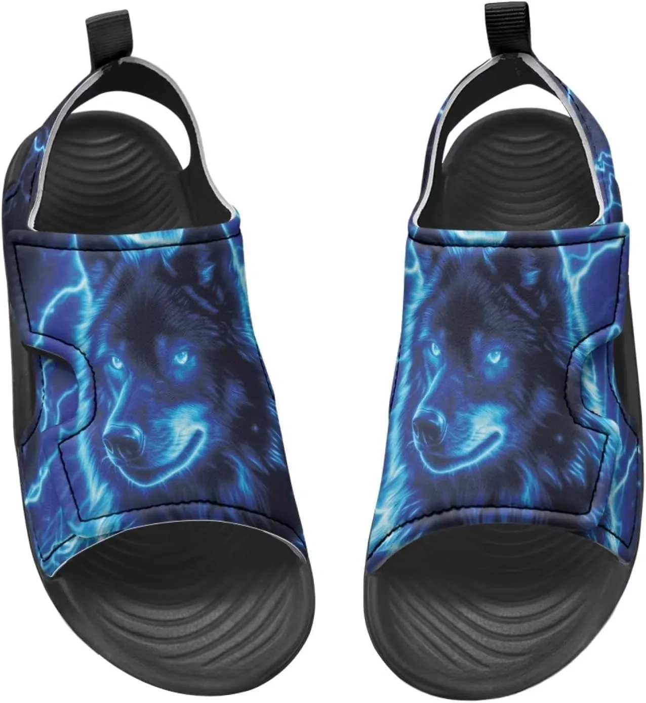 Boys Sandals Summer Kids Shoes Fire Dragon Print Open Toe Sport Outdoor Athletic Sandals Quick Dry Water Shoes