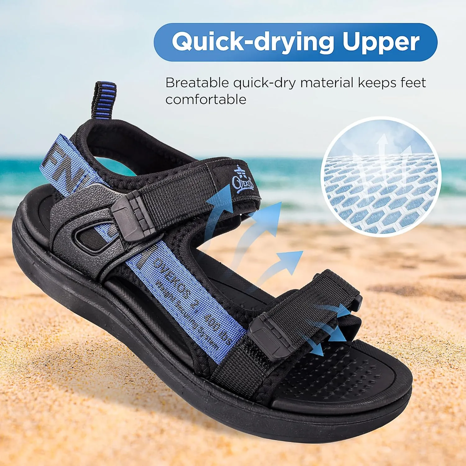 Boys Water Sandals Kids Open-Toe Adjustable Straps Sport Sandals Child Outdoor Athletic Lightweight(Little Kid/Big Kid)