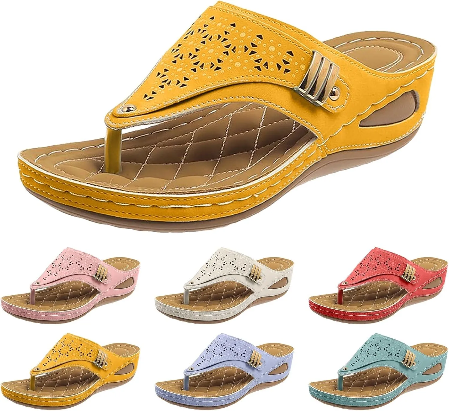 Breathable Mesh Hollow Sports Sandals Non-Slip 2024 New Women’s Wedge Orthopedic Flip-Flops Summer Casual Sandals Open Toe