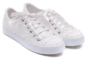 Bridal Shoes Wedding Sneakers, Personalized Shoes for Bride, Lace Bridal Tennis Shoes, bride platform shoes flat sole (38 EUR / 7,5 US)