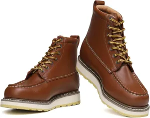 Brown Men's Composite & Soft Toe Construction Boots Slip Resistant Oil Resistant Leather Work Boots