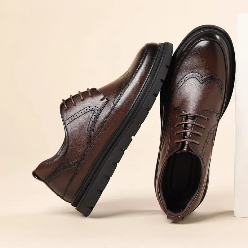 Business Leather Shoes Men's S Casual Soft Sole Loafers Height Increase Wear-Resistant Men Shoes