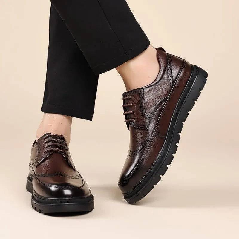 Business Leather Shoes Men's S Casual Soft Sole Loafers Height Increase Wear-Resistant Men Shoes