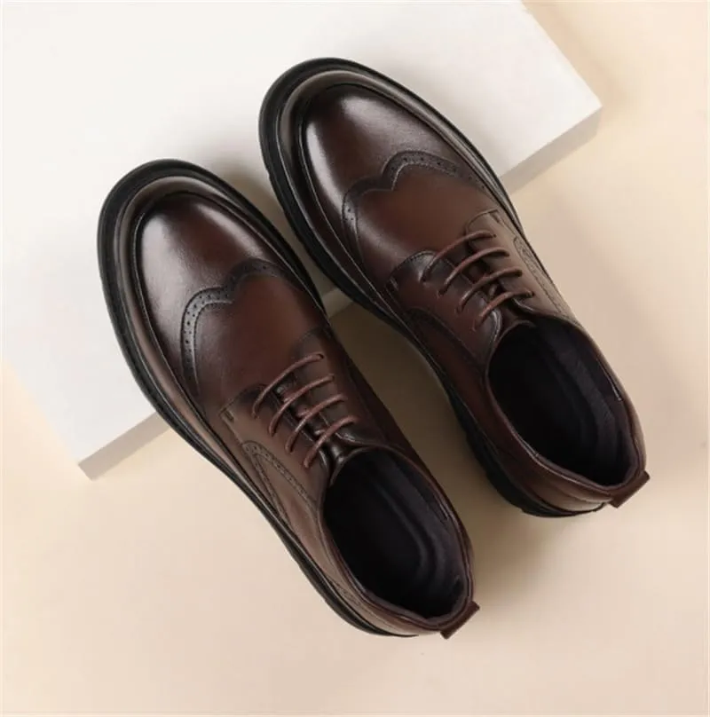 Business Leather Shoes Men's S Casual Soft Sole Loafers Height Increase Wear-Resistant Men Shoes
