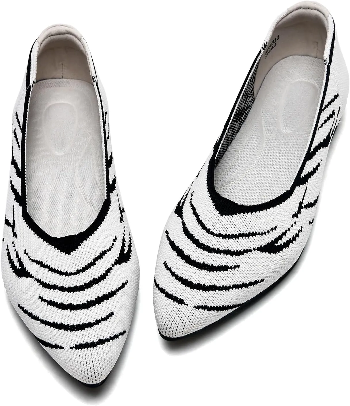 Buyrew Women's Flats Pointed Toe Ballet Shoes Knit Dress Shoes Low Wedge Slip On Arch Support Walking Office Business Flats