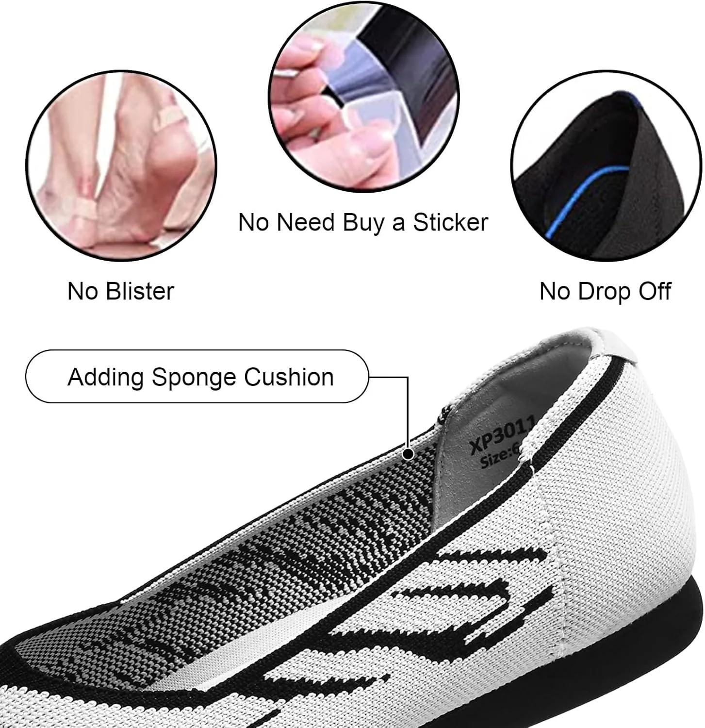 Buyrew Women's Flats Pointed Toe Ballet Shoes Knit Dress Shoes Low Wedge Slip On Arch Support Walking Office Business Flats