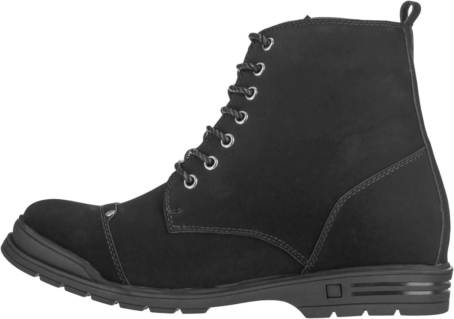 Calden Men's Invisible Height Increasing Elevator Shoes - Black Nubuck Leather Lace-up Military Style Ankle Boots - 3.2 Inches Taller - K18135 - Size 10 D(M) US