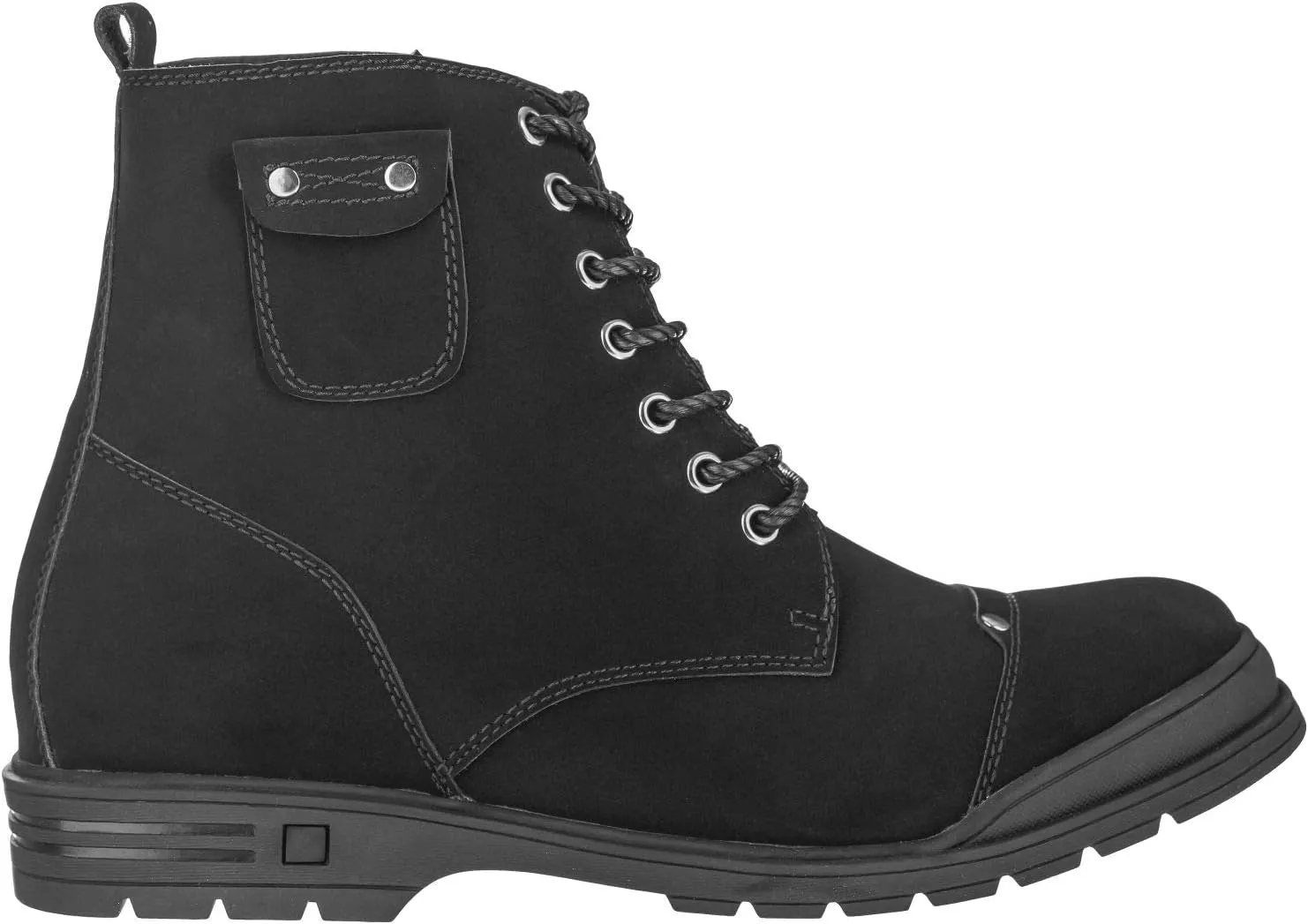 Calden Men's Invisible Height Increasing Elevator Shoes - Black Nubuck Leather Lace-up Military Style Ankle Boots - 3.2 Inches Taller - K18135 - Size 10 D(M) US