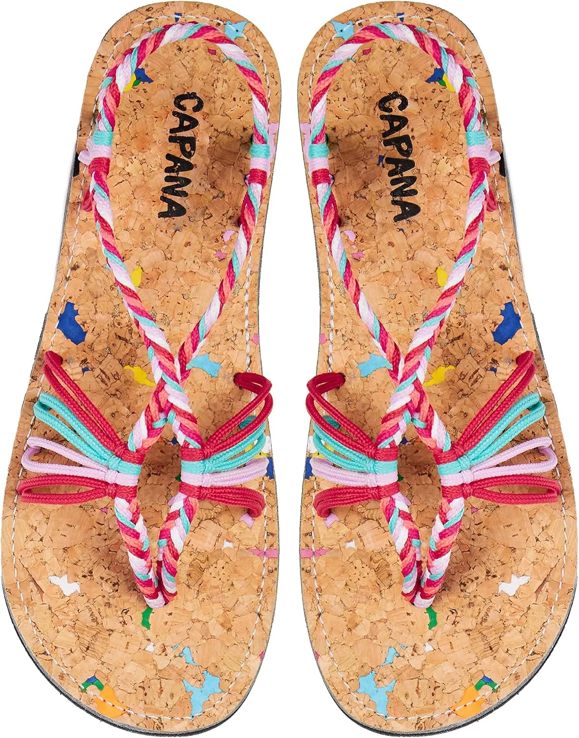 Capana Women's Flat Cork Sandals - Strappy Braided Bohemian Beach Sandals, Spring Casual Shoes, Comfy Boho Flats for Teen Girls – Cocoon