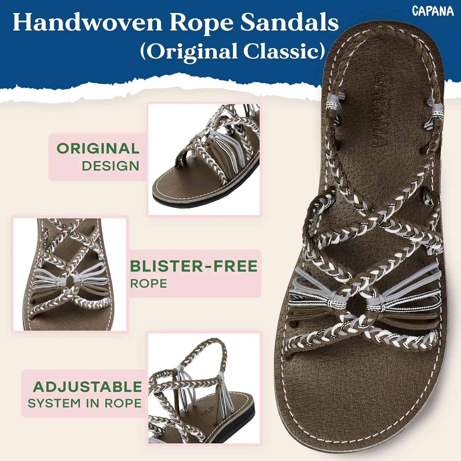 Capana Woven Women's Flat Sandals - Strappy Braided, Beach Sandals for Women Dressy Summer, Rope Bohemian Sandals, Spring Casual Womens Shoes, Comfy Boho Flats for Teen Girls – Relax (2nd Version)