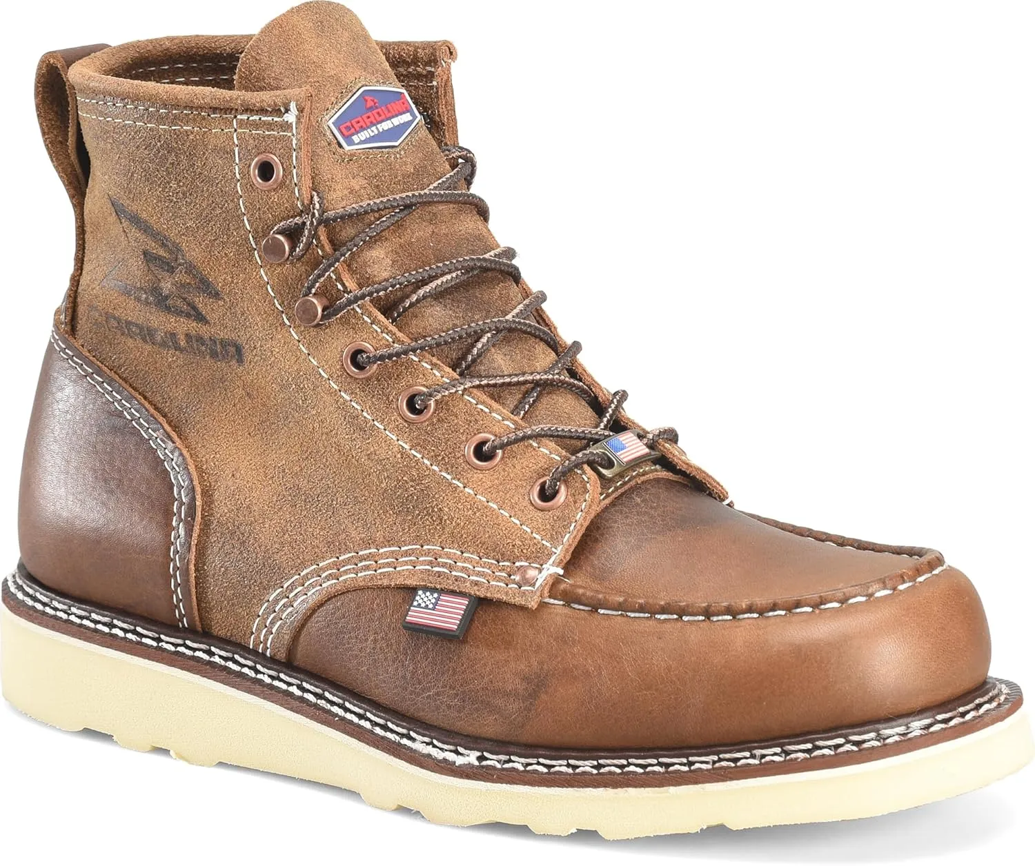 Carolina Men's 6" AMP Steel Toe Roughout Wedge Work Boot - Durable with Slip-Resistant Outsole & Cushioned Insole
