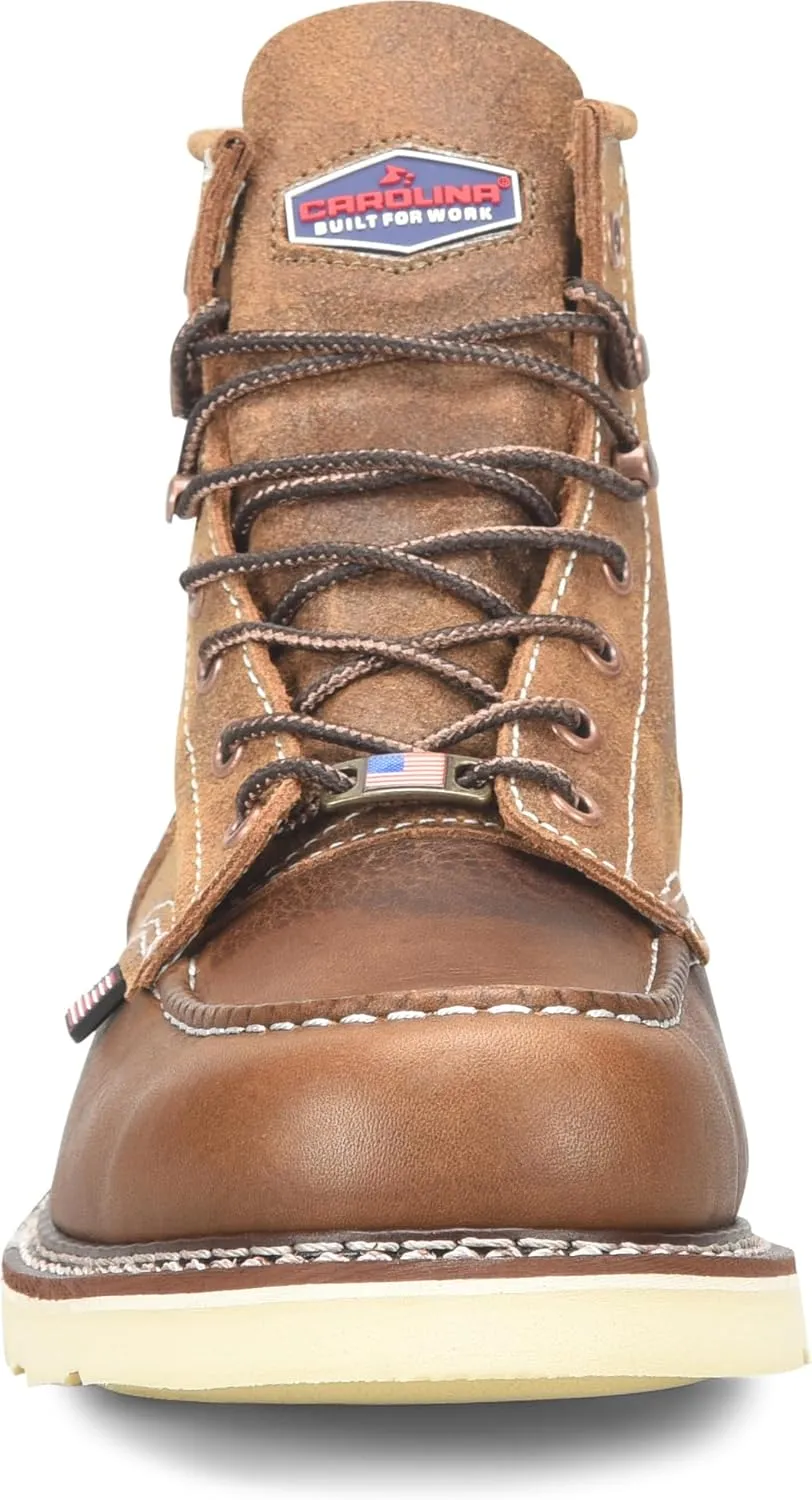 Carolina Men's 6" AMP Steel Toe Roughout Wedge Work Boot - Durable with Slip-Resistant Outsole & Cushioned Insole