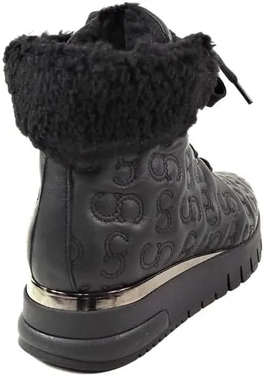 Casadei Cesare Women's Black Soft Leather Winter Boots with Merino Fur Lining