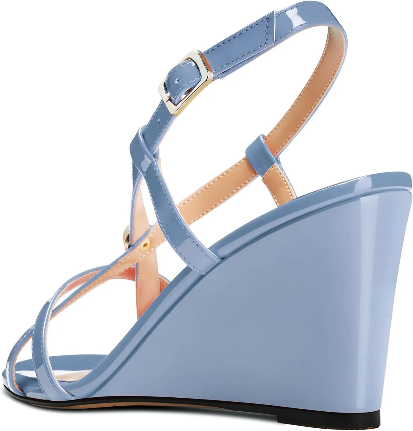 Castamere Womens High Wedge Heel Open Toe Slingback Cross-Strap Slip-on Gladiator Pearls Sandals Prom Summer 3.9 Inches Heels