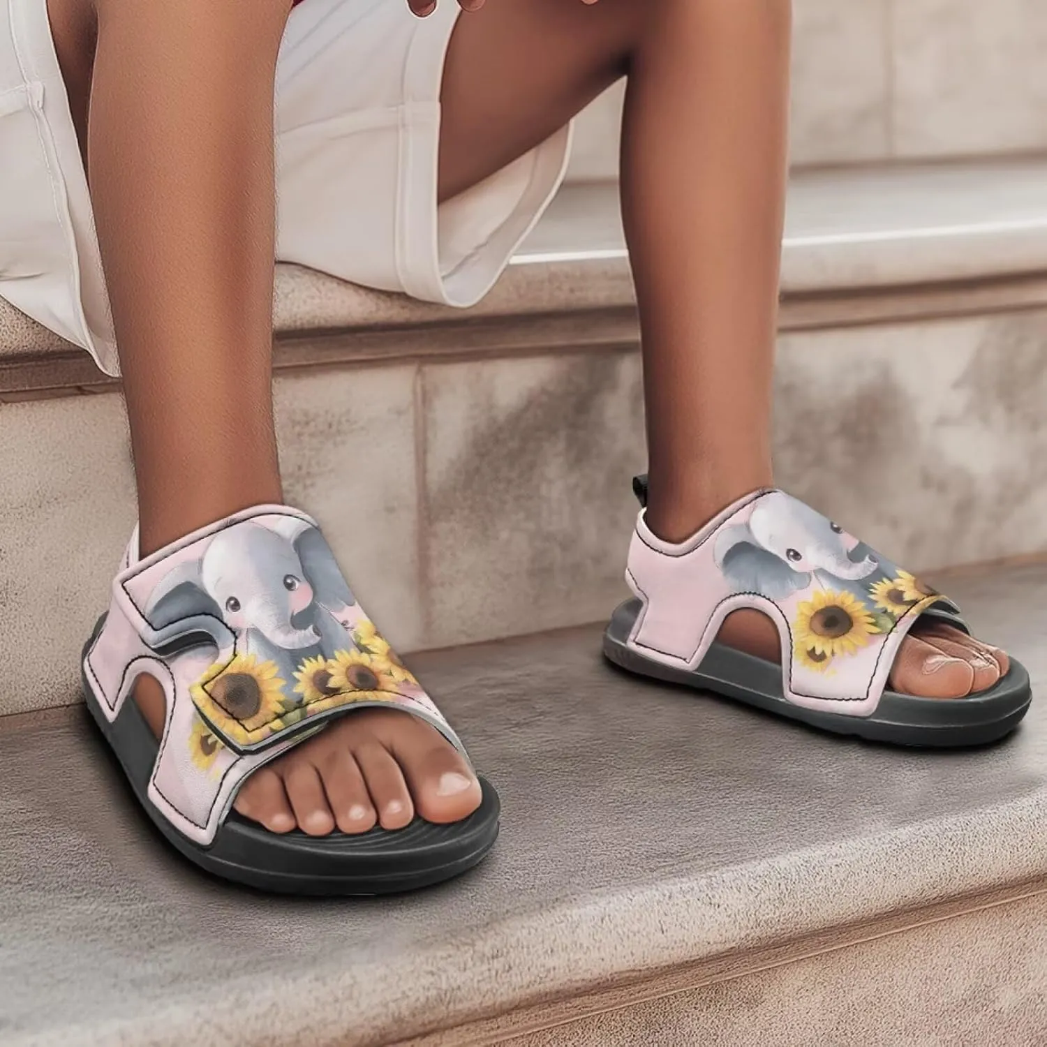 Cat Sport Sandals for Girls,Cute Rainbow Water Shoes Summer Outdoor Athletic Hiking Beach Sandals for Toddler/Little/Big Kids