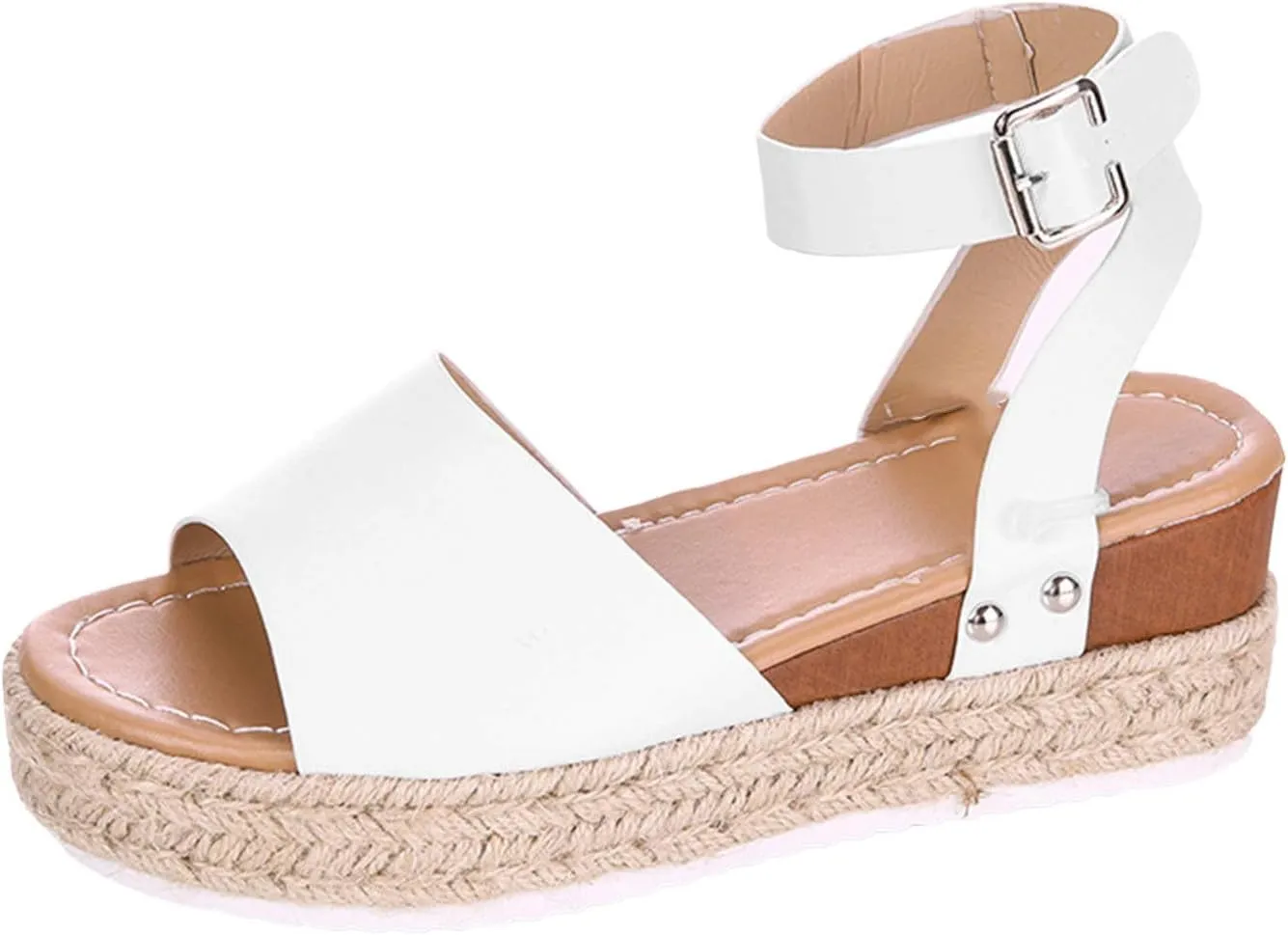 Cathalem Summer Sandals for Women 2025 Flat Open Toe Ankle Strap Espadrilles Flatform Platform Wedge Sandals Women