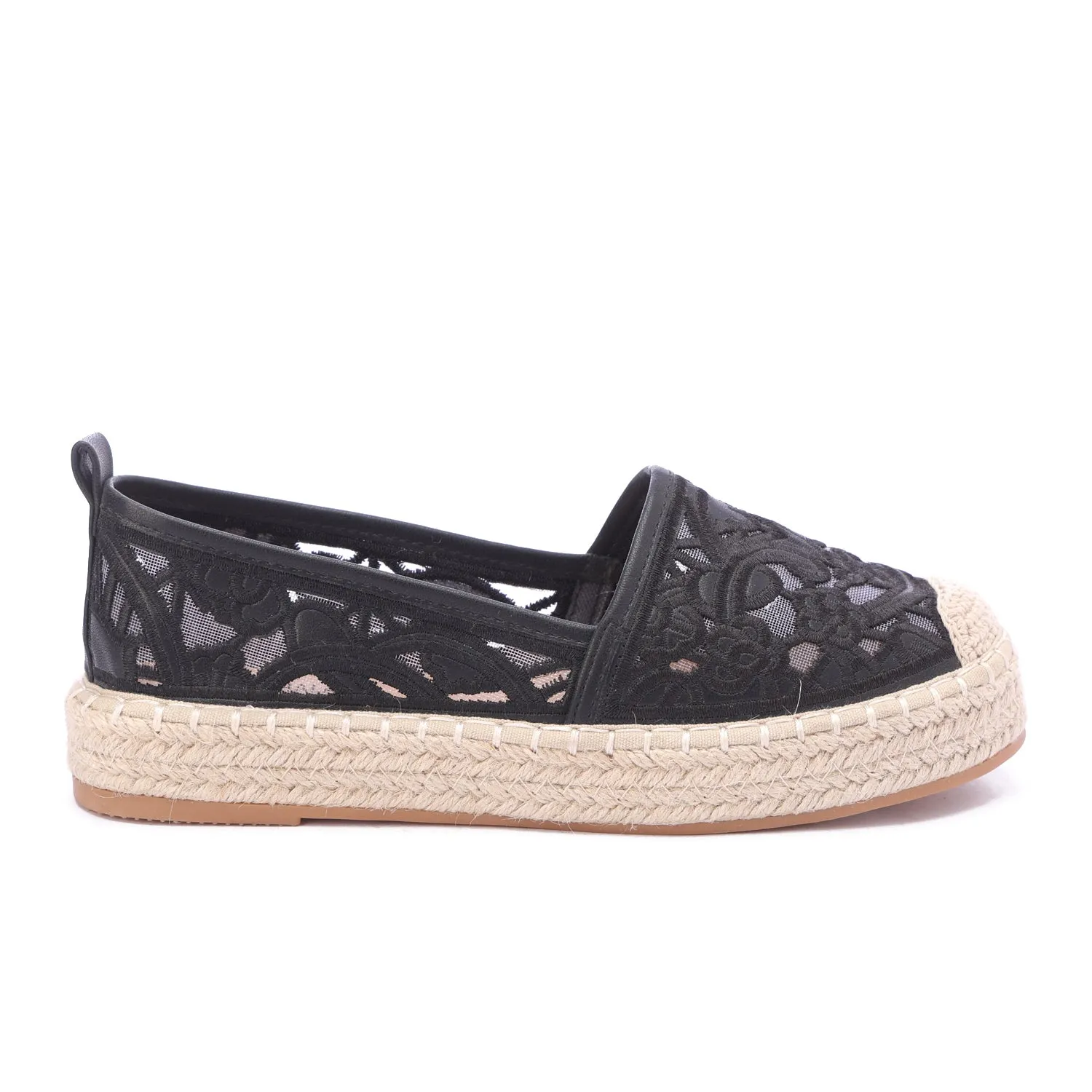 Celestia Lace Espadrille - Black