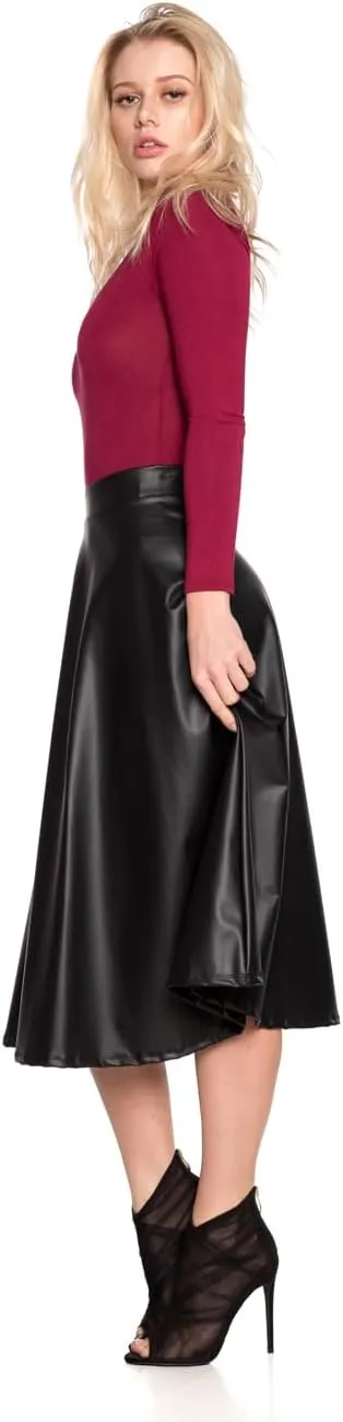 Cemi Ceri Women's J2 Love Faux Leather Flare Skirt