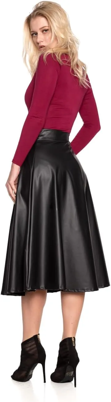 Cemi Ceri Women's J2 Love Faux Leather Flare Skirt