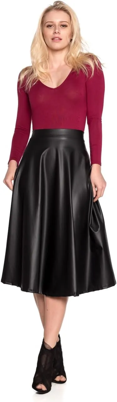 Cemi Ceri Women's J2 Love Faux Leather Flare Skirt