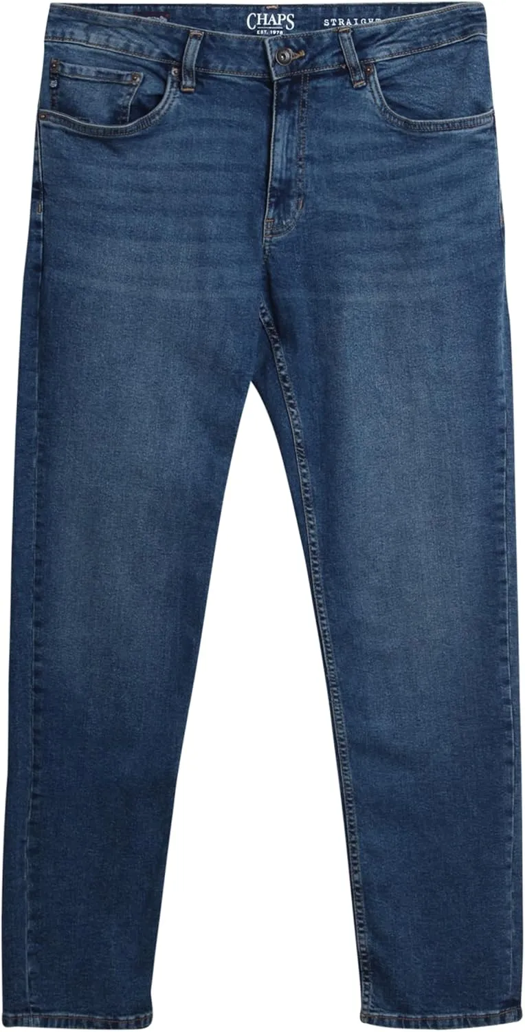 Chaps Men's Jeans - Regular Fit 5-Pocket Comfort Stretch Denim Jeans for Men - Men's Fashion Straight Leg Work Jeans