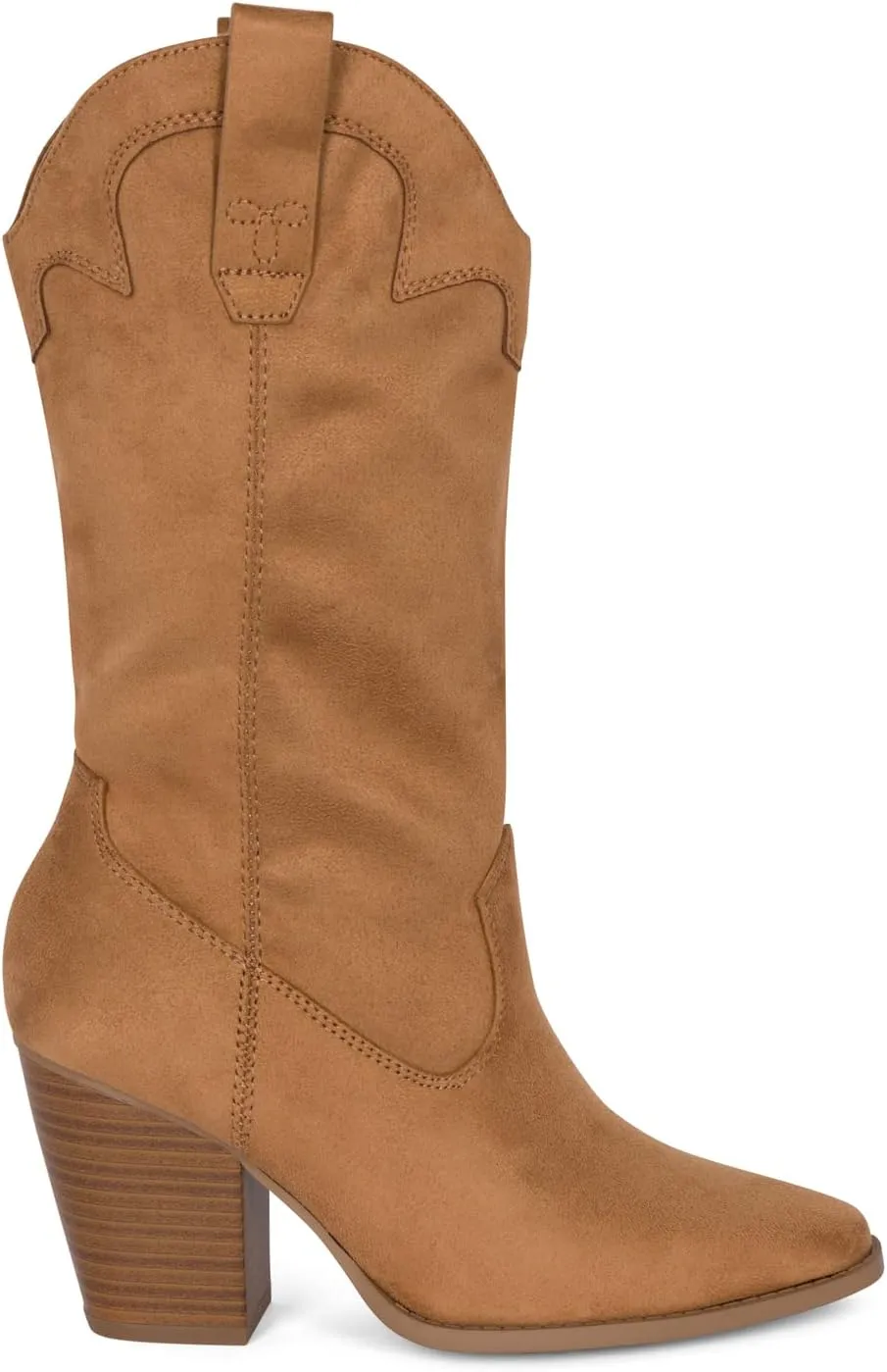 Chariot & Co Cowboy Boots for Women - Western Style Mid-Calf Stacked Heel Boot - Polly