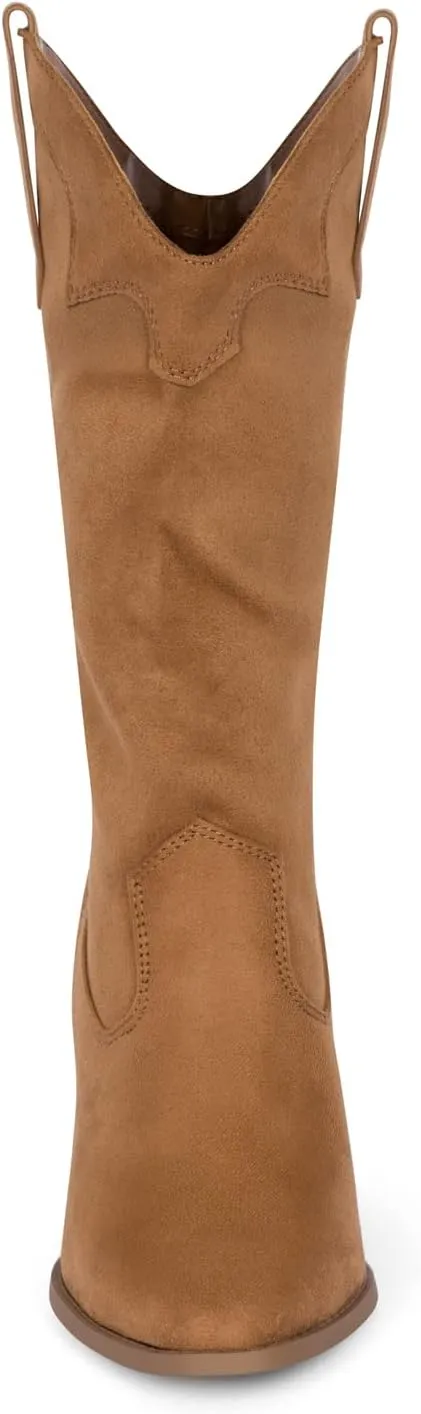 Chariot & Co Cowboy Boots for Women - Western Style Mid-Calf Stacked Heel Boot - Polly