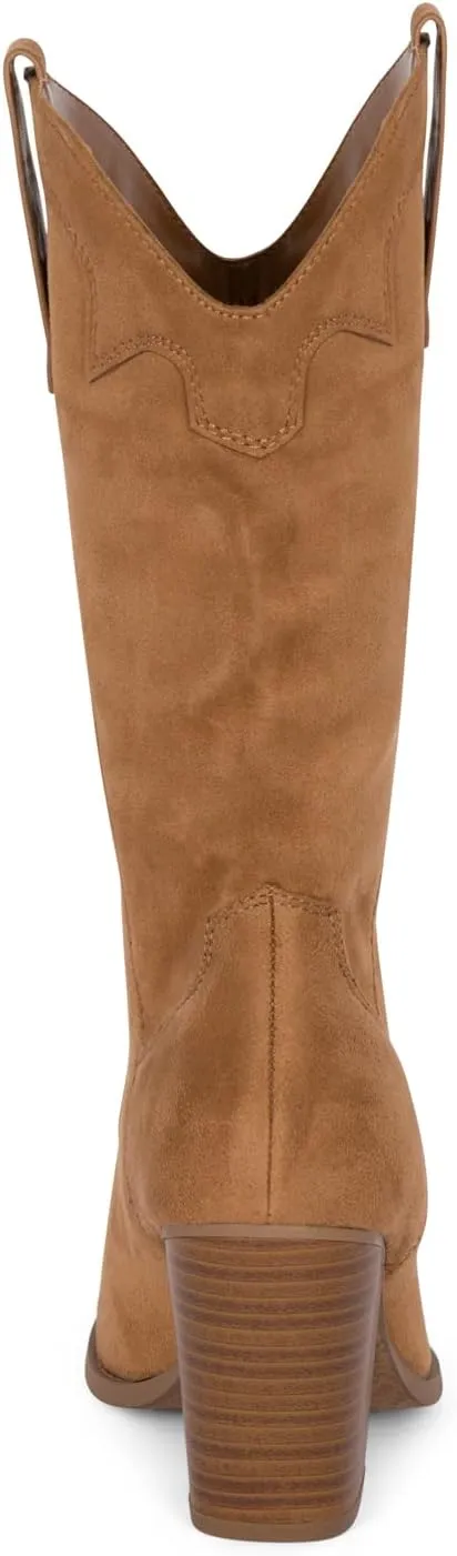 Chariot & Co Cowboy Boots for Women - Western Style Mid-Calf Stacked Heel Boot - Polly