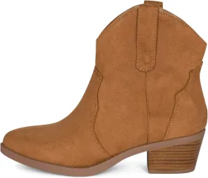 Chariot & Co Cowboy Boots for Women - Western Style Stacked Heel Ankle Boot - Seamy