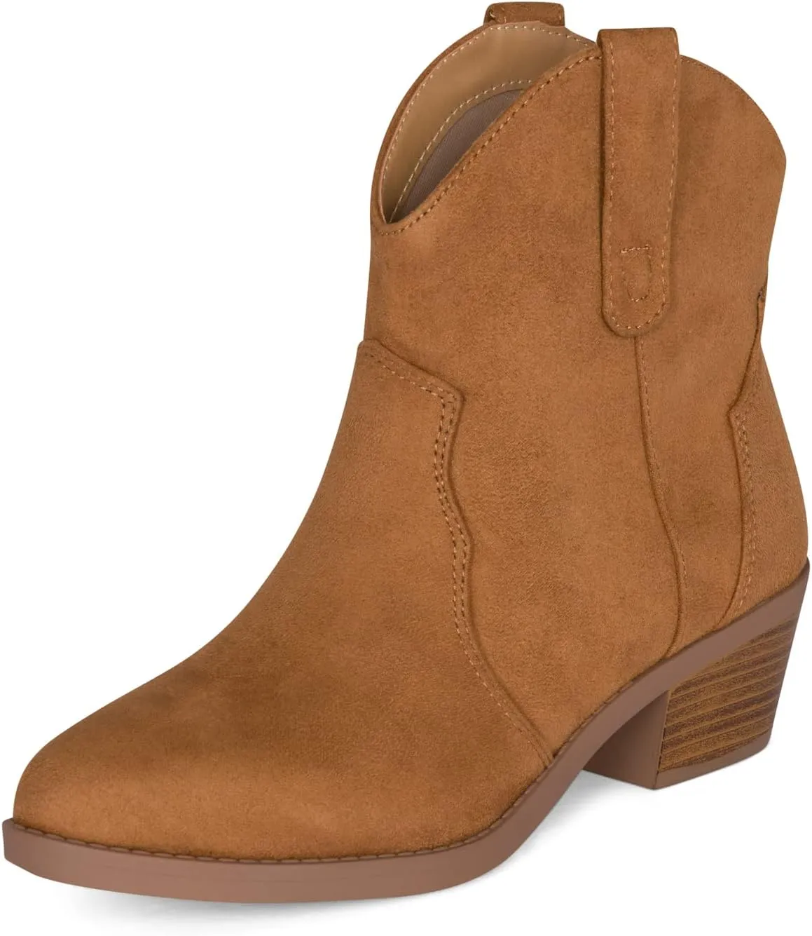 Chariot & Co Cowboy Boots for Women - Western Style Stacked Heel Ankle Boot - Seamy