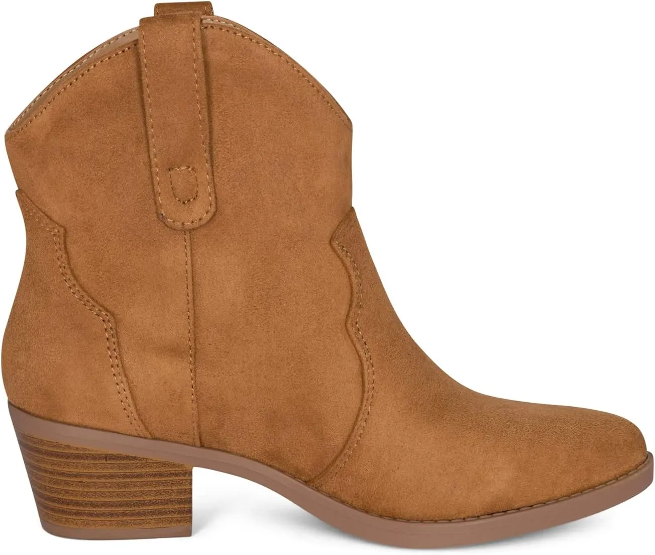 Chariot & Co Cowboy Boots for Women - Western Style Stacked Heel Ankle Boot - Seamy