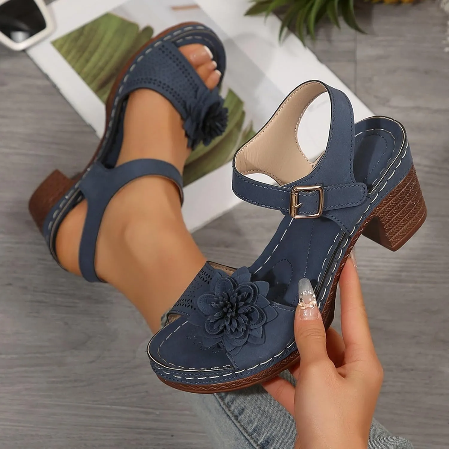 Chunky Heels for Women Sexy, Fashion Summer Block Heels Dressy Comfortable Open Toe Strappy Sandals Ankle Strap Stacked Platform Heels Slip On Mules Wedges Heels for Women Sandals