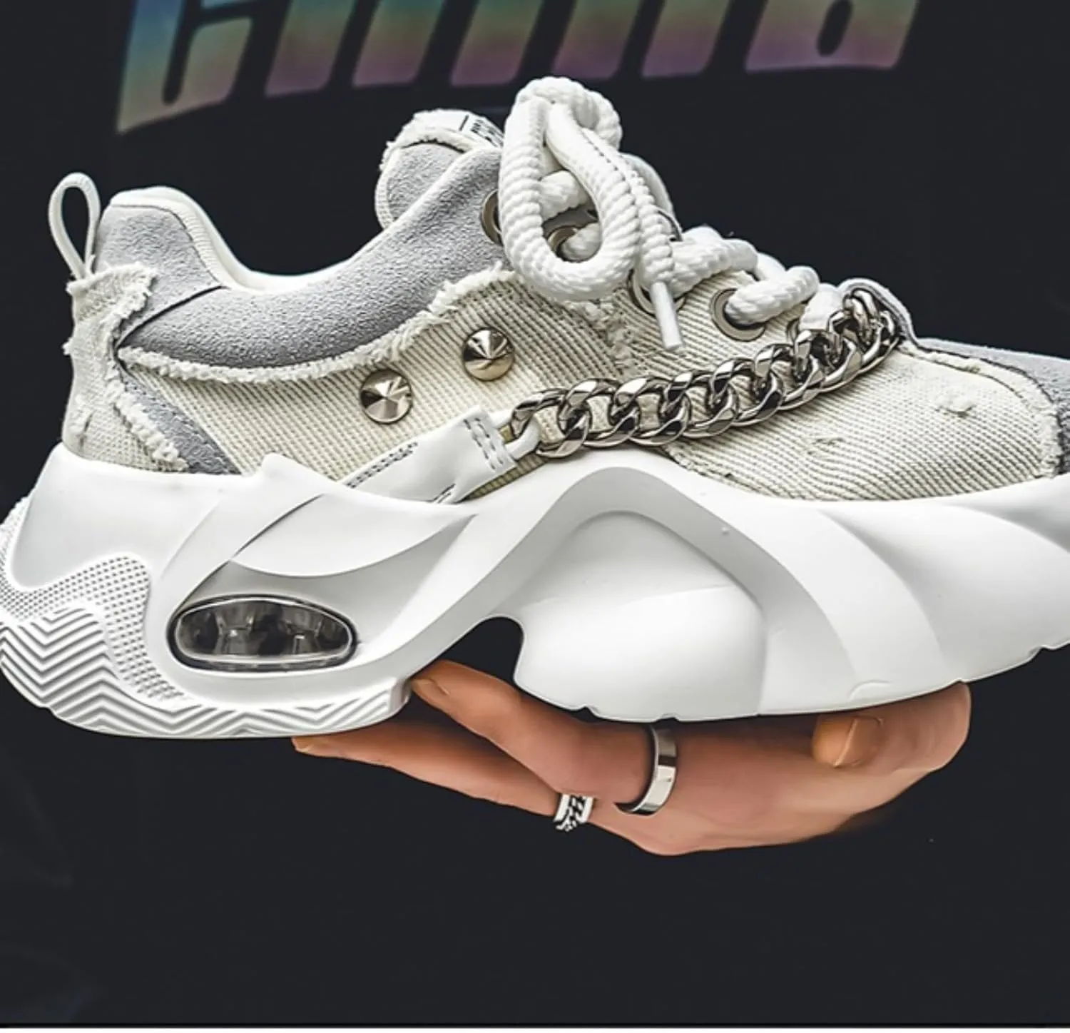Chunky Sneaker for Women, High-top Casual Shoes Durable Thick Sole Lace-Up Casual Shoes, 2025 Women's Fashion Sneakers