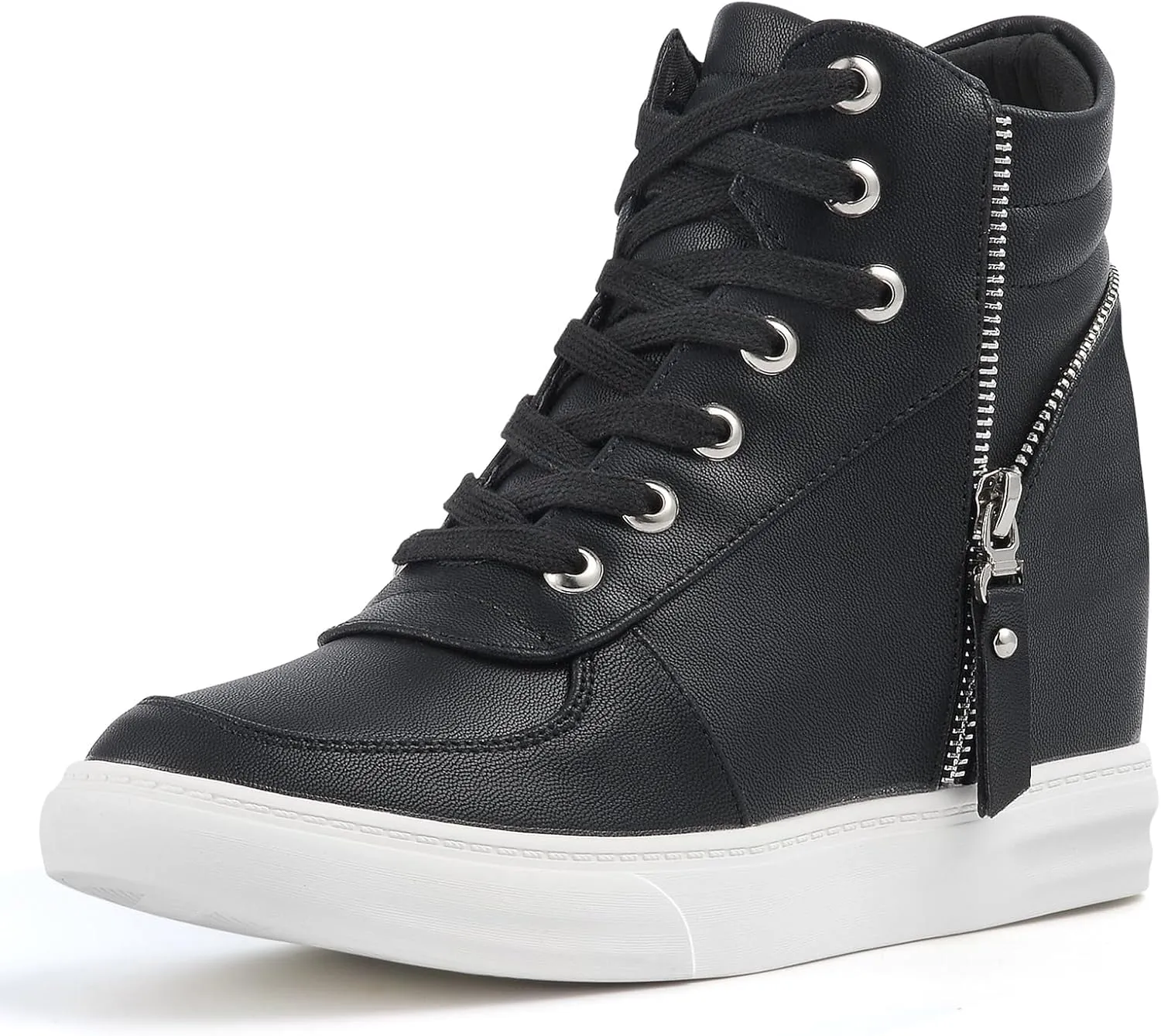 Ckrola Womens Fashion Platform Shoes Hidden Wedge Heel High Top Sneakers for Women Platform Boots Working Shoes Women
