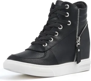 Ckrola Womens Fashion Platform Shoes Hidden Wedge Heel High Top Sneakers for Women Platform Boots Working Shoes Women