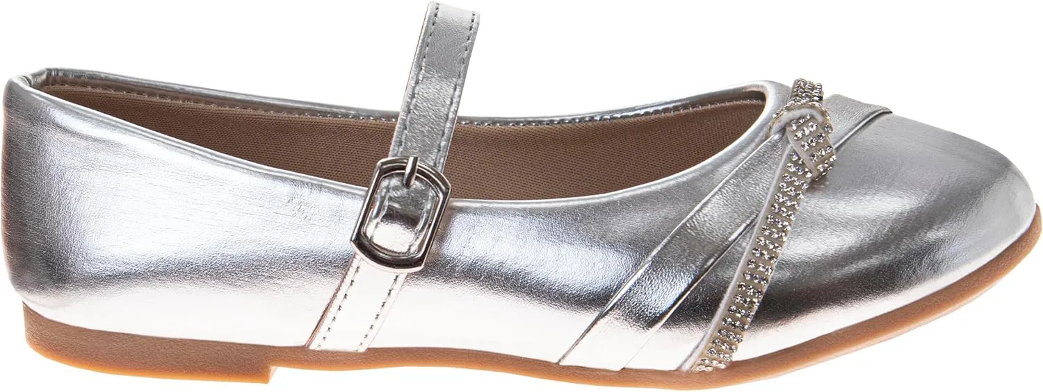 Closed Toe Dress Ballerina Flats - Stylish Formal Patent Mary Jane Wedding Party Shoes (Toddler - Little Kid - Big Kid)