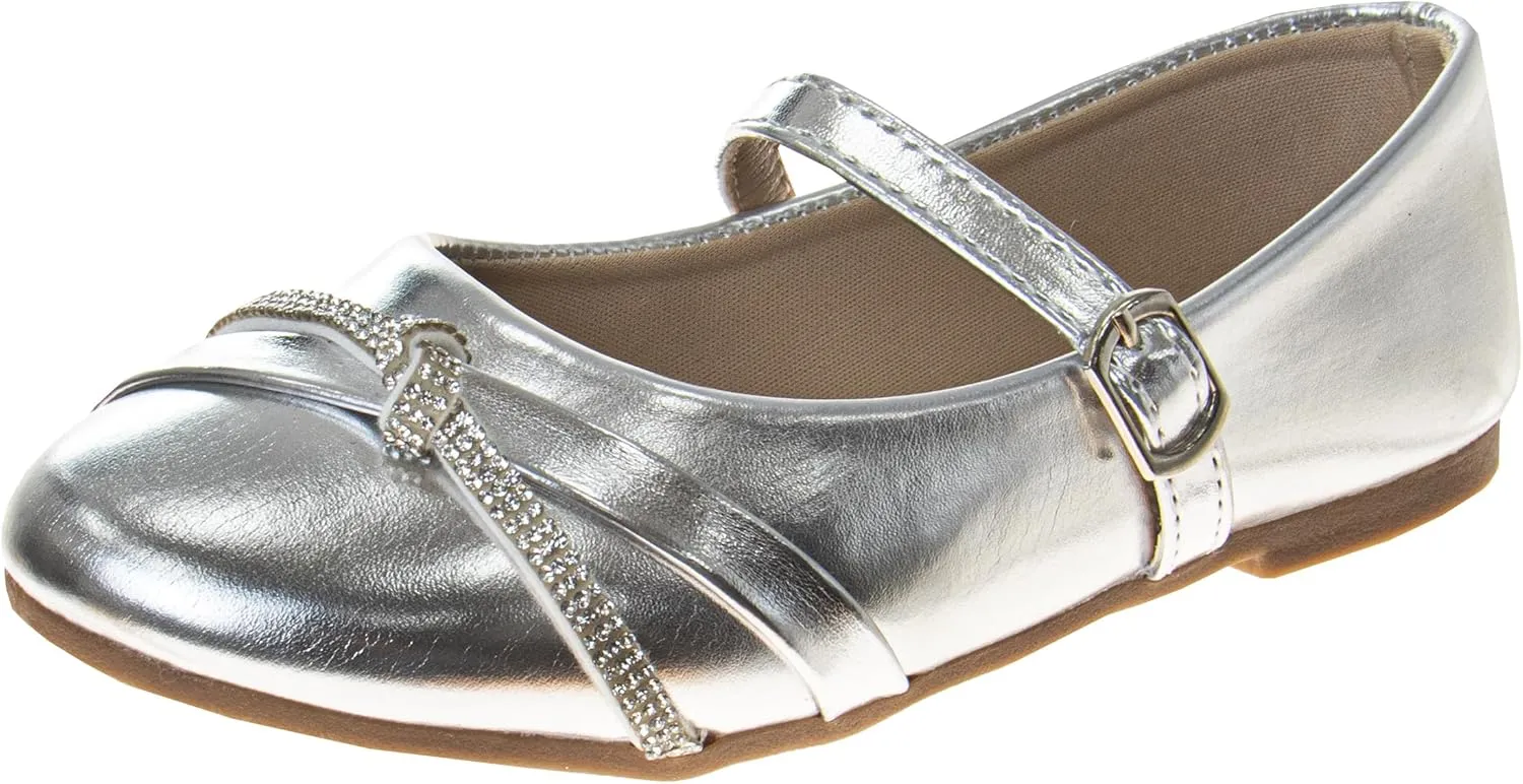 Closed Toe Dress Ballerina Flats - Stylish Formal Patent Mary Jane Wedding Party Shoes (Toddler - Little Kid - Big Kid)