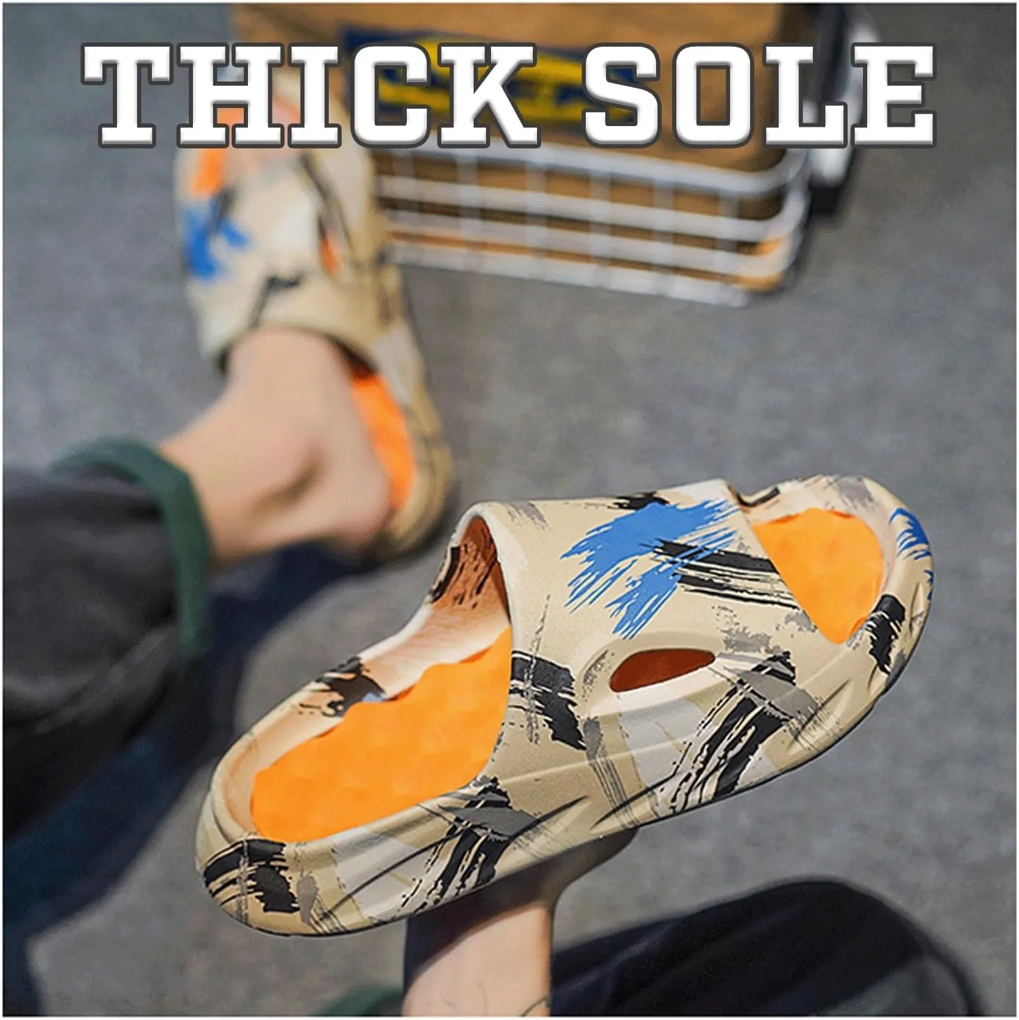 Cloud Slides for Women Men Cool Pillow Slippers Non-Slip Shower Bath Platform Foam Sandals for Indoor Outdoor House Pool