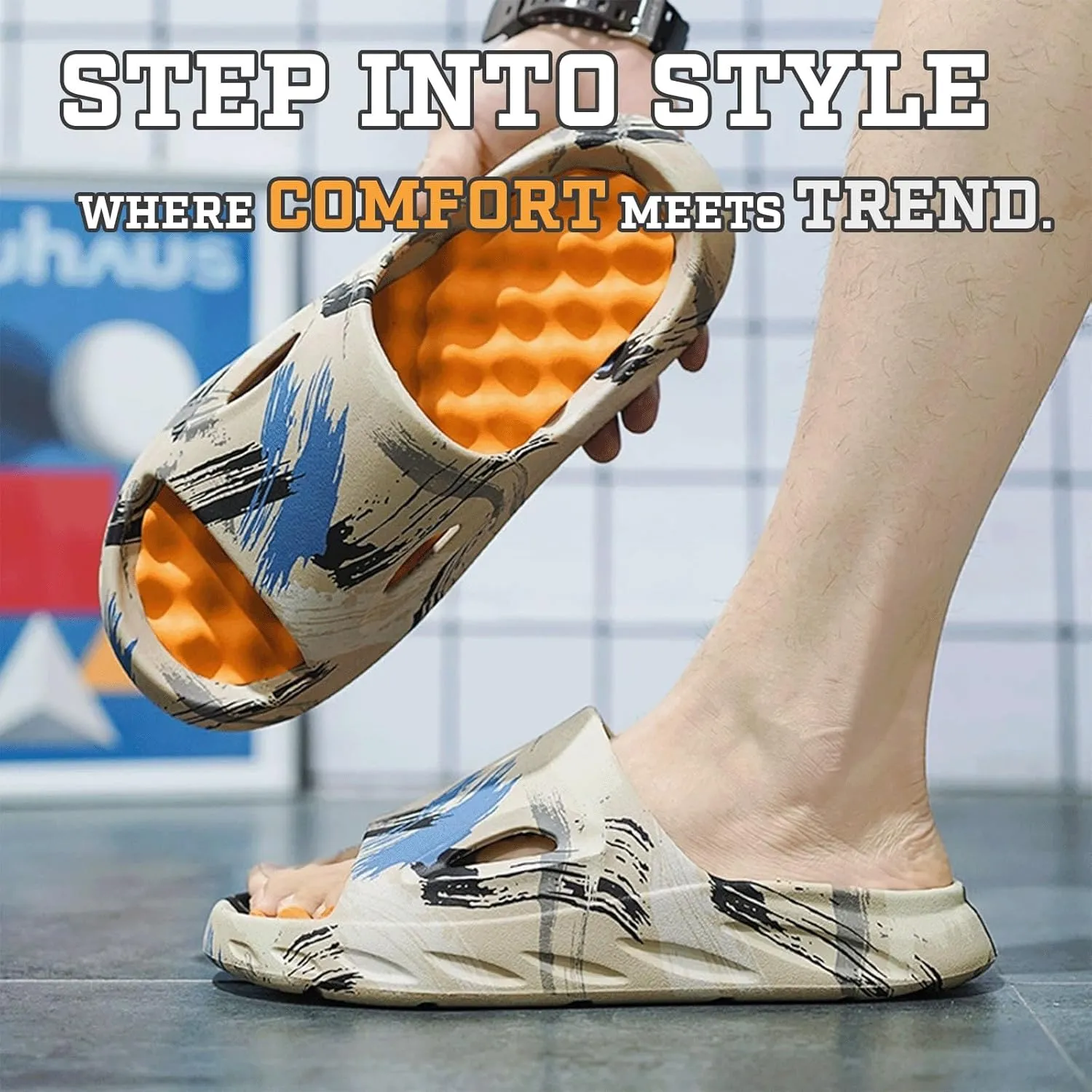 Cloud Slides for Women Men Cool Pillow Slippers Non-Slip Shower Bath Platform Foam Sandals for Indoor Outdoor House Pool