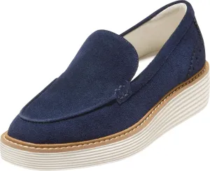 Cole Haan Women's Originalgrand Platform Venetian Loafers Flat, Midnight Moon Suede/Ivory, 7.5 Wide
