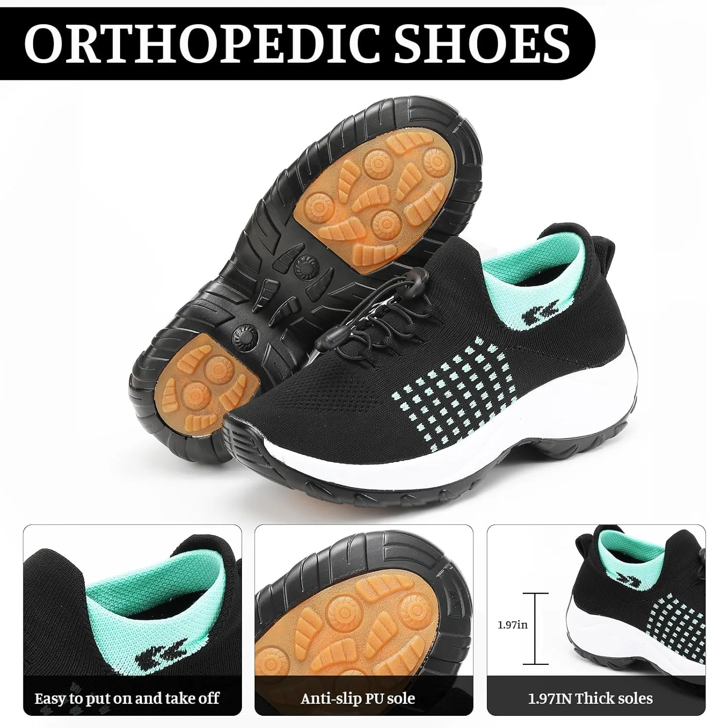 Comfort Wear Shoes for Women Comfortwear Orthopedic Shoes for Women Plantar Fasciitis Arch Support Non Slip Walking Sneakers Ortho Stretch Cushion Shoe Unisex