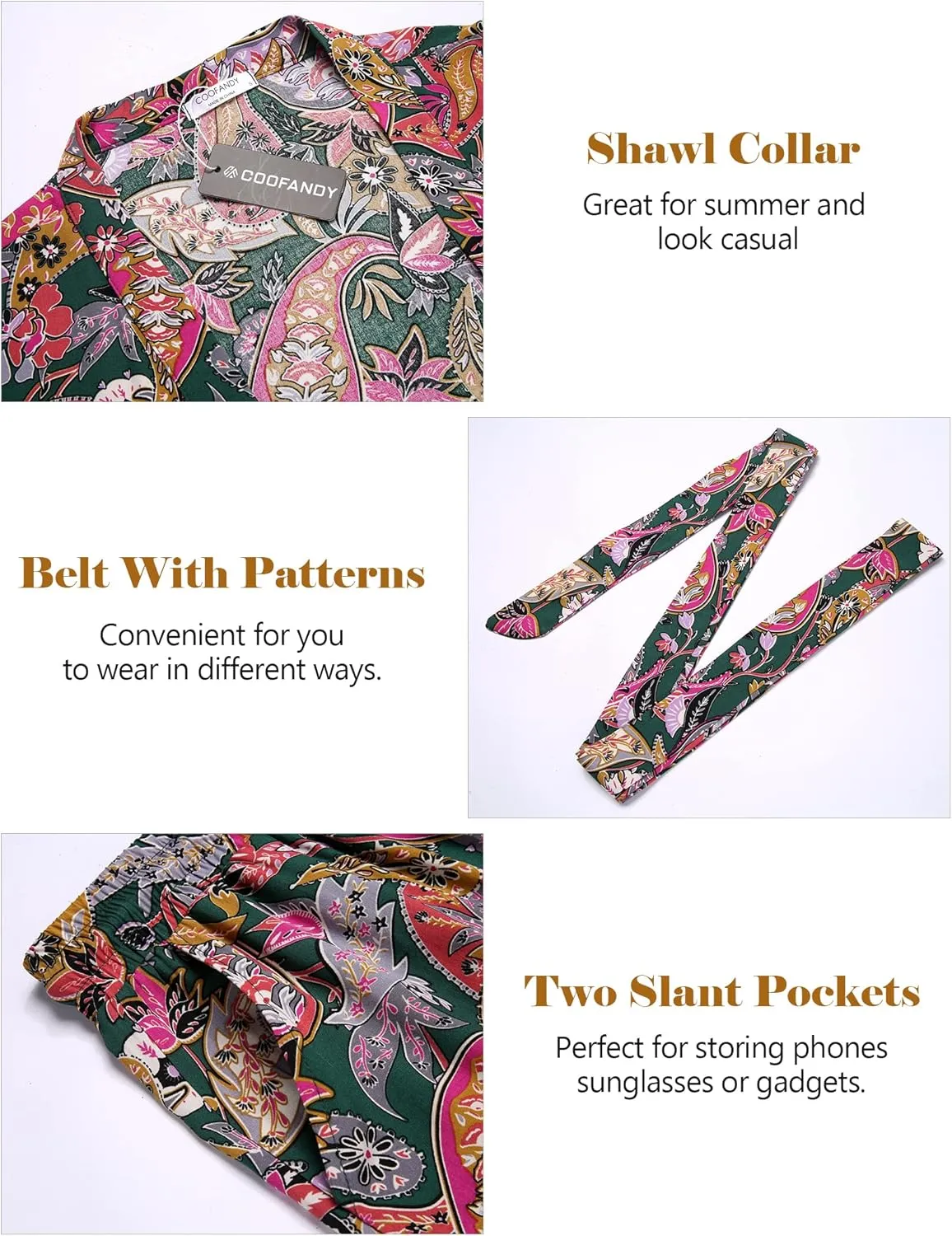 COOFANDY Men Lightweight 2 Piece Kimono Robe with Shorts Japanese Robes Casual Open Front Long Cardigan With Belt