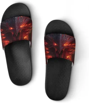 Cool Flame Dragon Women's House Sandals Non Slide Bathroom Beach Slippers for Men