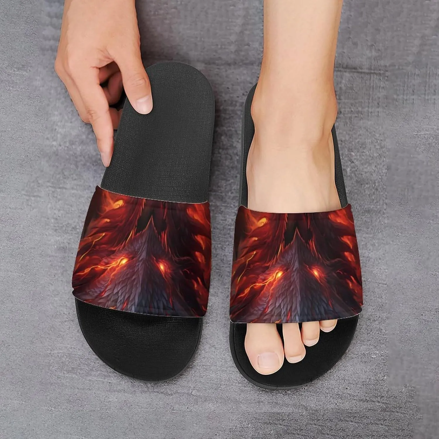Cool Flame Dragon Women's House Sandals Non Slide Bathroom Beach Slippers for Men