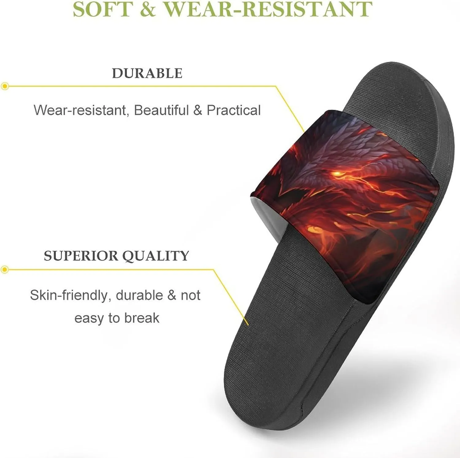 Cool Flame Dragon Women's House Sandals Non Slide Bathroom Beach Slippers for Men