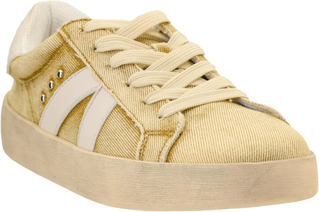 Corkys Footwear Hey Girl Womens No Chaser Fashion Sneaker - with Comfortable Cushioned Insoles for All Day wear, Studs and Stripes, and a lace-up Design