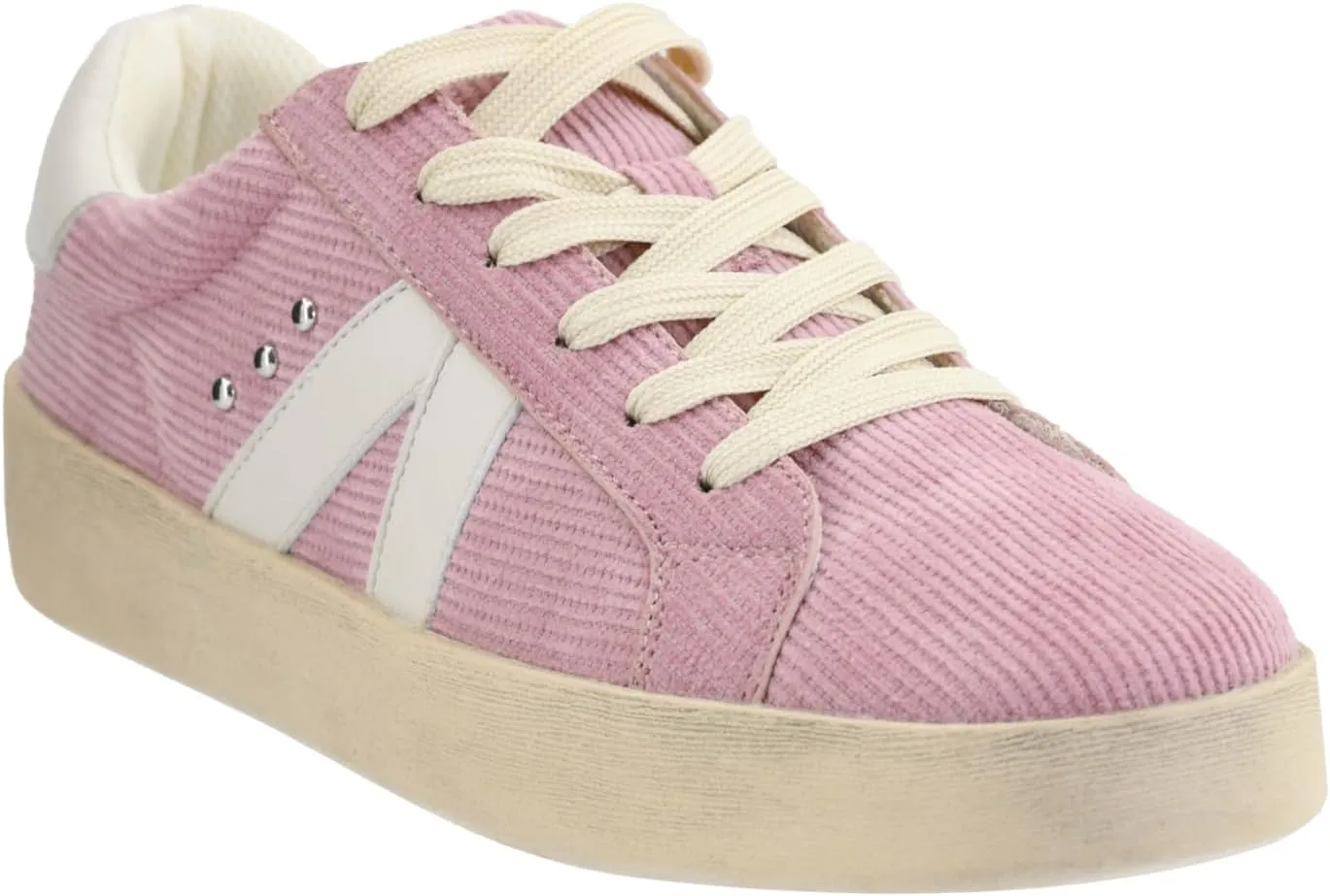 Corkys Footwear Hey Girl Womens No Chaser Fashion Sneaker - with Comfortable Cushioned Insoles for All Day wear, Studs and Stripes, and a lace-up Design