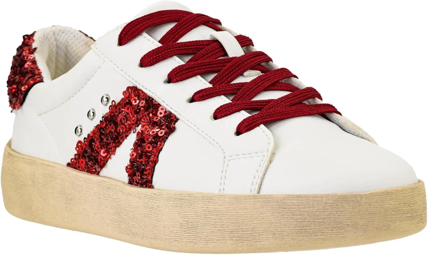 Corkys Footwear Hey Girl Womens No Chaser Fashion Sneaker - with Comfortable Cushioned Insoles for All Day wear, Studs and Stripes, and a lace-up Design