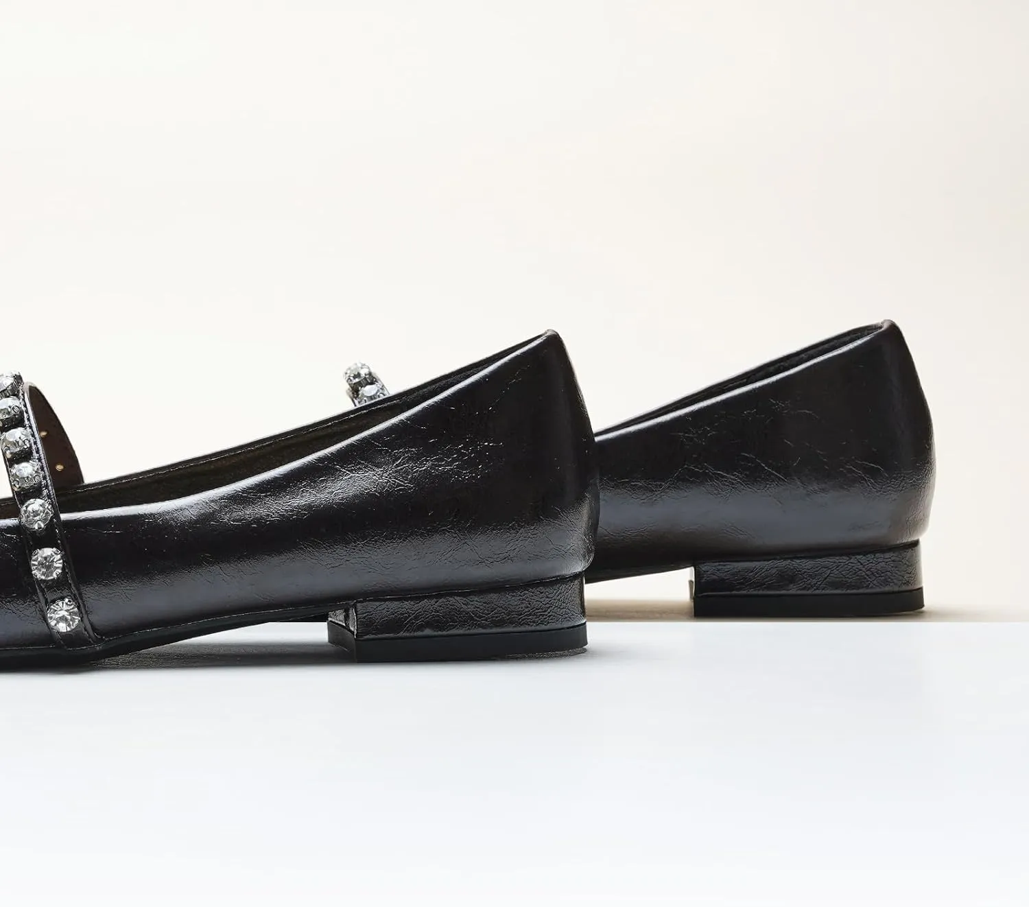 C.Paravano Crystal Strap Flats Pointed Toe Shoes Mary Jane Women's Flats for Dressy Office Causal